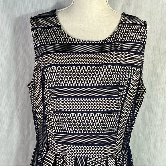 Monteau Blue Overlay Tan Lining Sleeveless Fit & Flare Dress Plus Size XXL - Picture 2 of 11